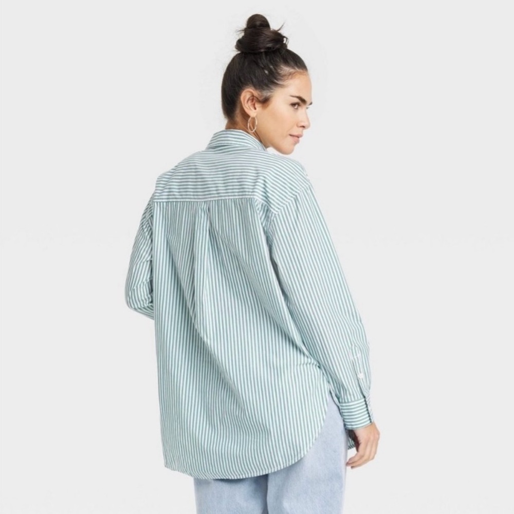 Universal Thread Green Striped Button Down Shirt